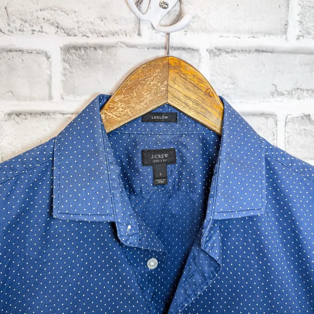 J. Crew Ludlow Men's Button up Shirt Blue w Mini Polka dot size Small